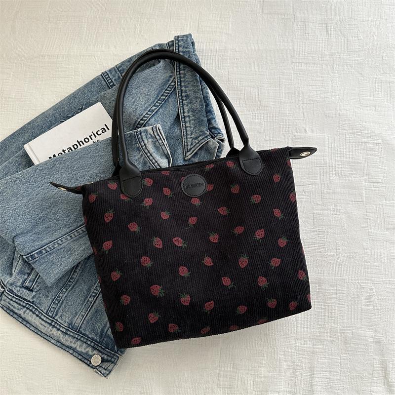 Soft Sister Large-capacity Bag Women's 2025 Early Spring New Versatile Strawberry Printed Shoulder Underarm Bag Tote Bag