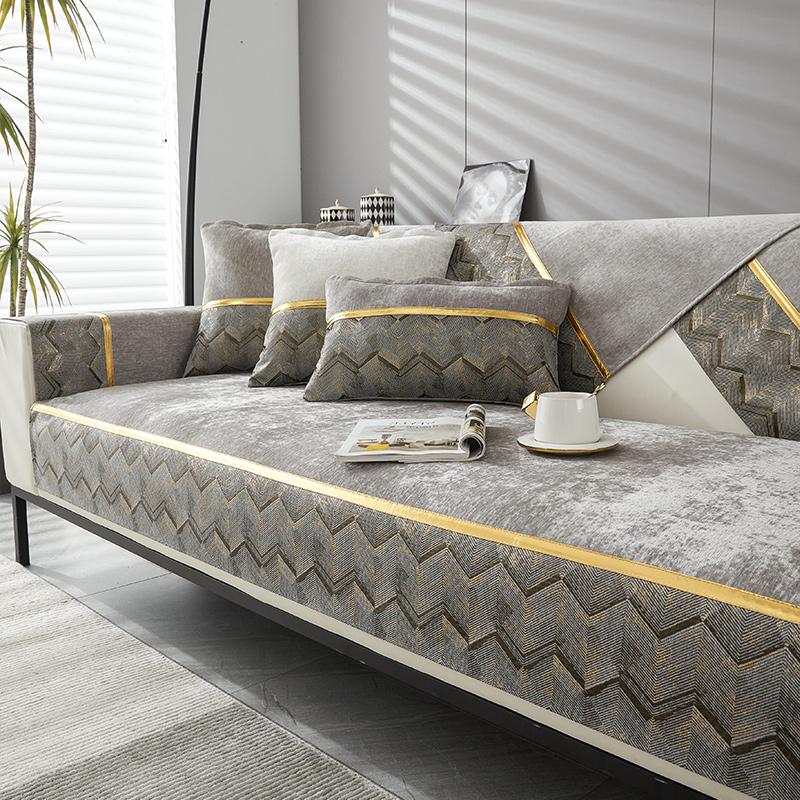 

Чехол для дивана из скандинавской синели, роскошный, универсальный, противоскользящий, подушка для дивана, украшение для гостиной, чехол для диванного полотенца 70x70cm 1pc светло-серый