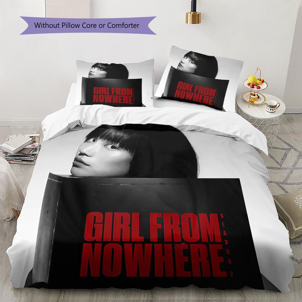 Girl from Nowhere Pattern Bedding Quilt Set Quilt Cover Pillowcase Home Decoration Birthday Gift (1 * duvet cover + 2 * pillowcase, without core)