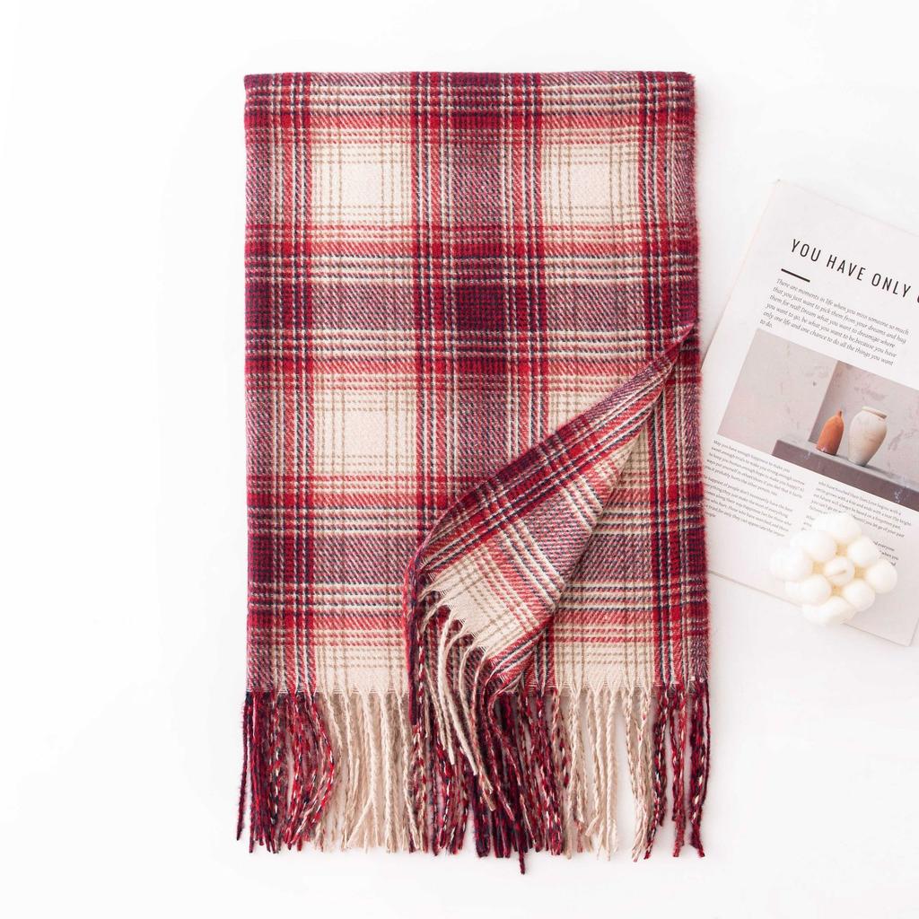 Gentle Gradient Color Small Plaid Scarf High End Girls Winter Couple Student Scarf Warm Thickened Scarf Shawl
