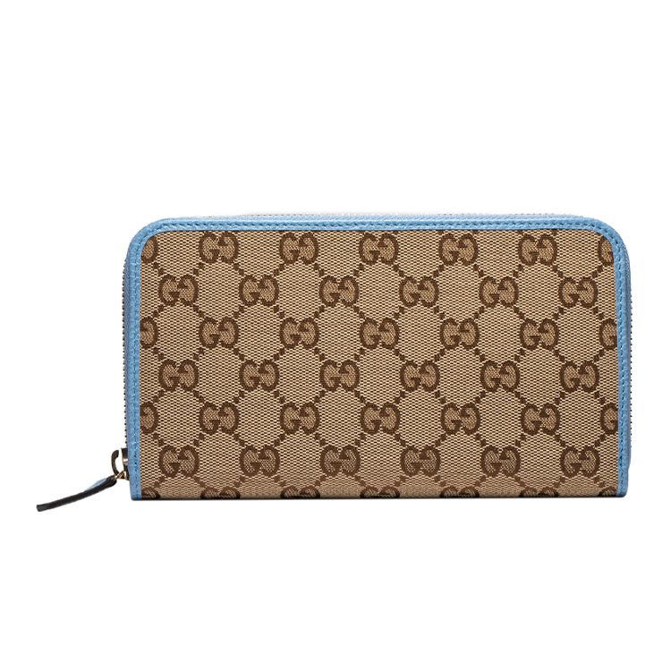 

Gucci Monogram Logo Color Block Trim Canvas And Leather Long Zip Wallet Women wallet Ebony Blue Candy-Color 363423-KY9LG-8611 Basic Set (Bag+Dust Bag)