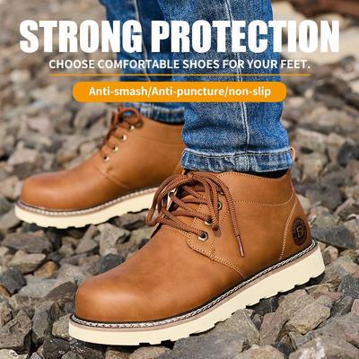 Men's Steel Toe Cap Safety Shoes - Anti-Smash, Anti-Puncture, Wear-Resistant, Anti-Slip Outdoor Work Shoes