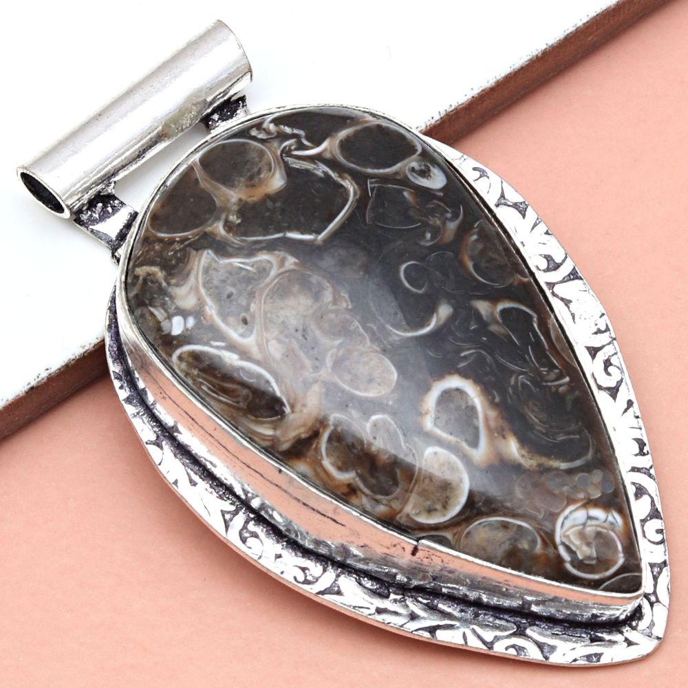 Pendant Turtella Jasper Gemstone Gift For Her Silver Jewelry "