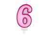 PartyDeco Birthday Candle Number 6, Pink, 7cm