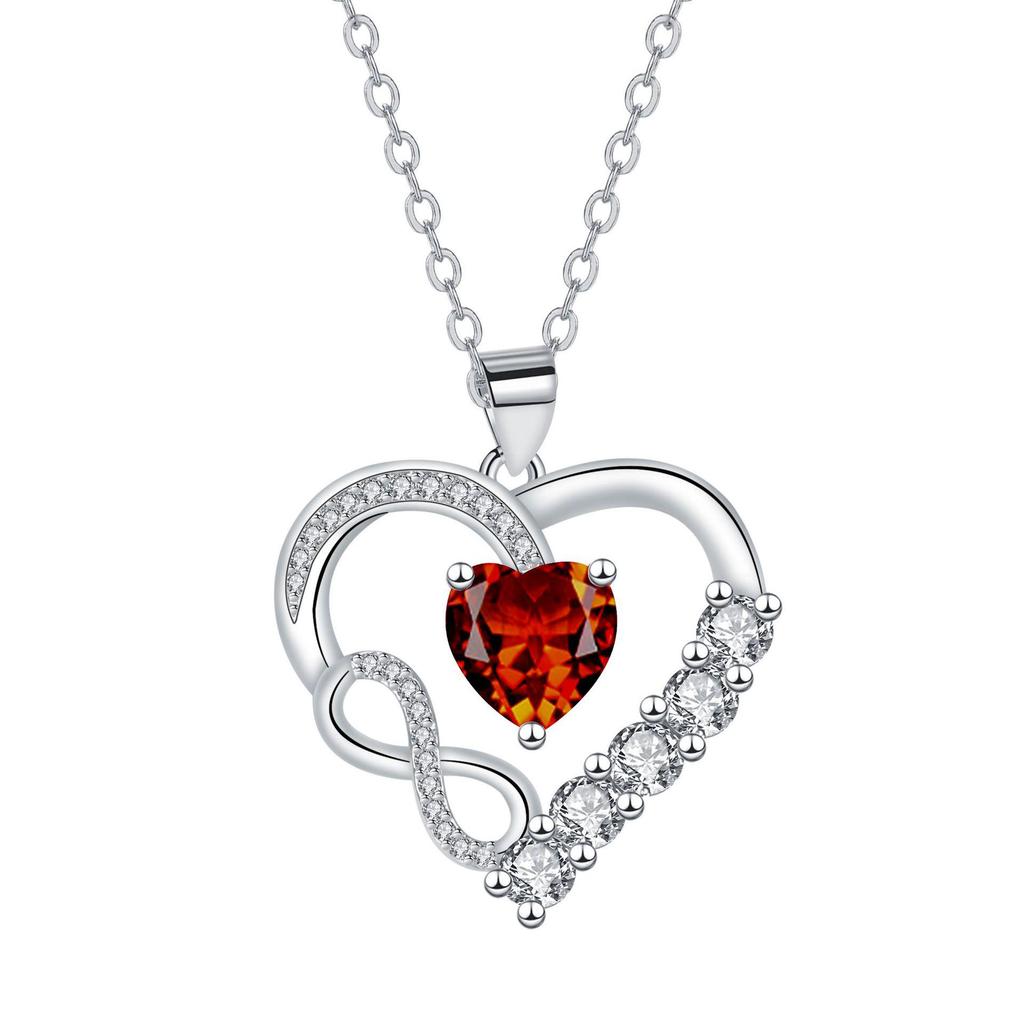 Infinity Heart Diamond Necklace for Women - European and American Style