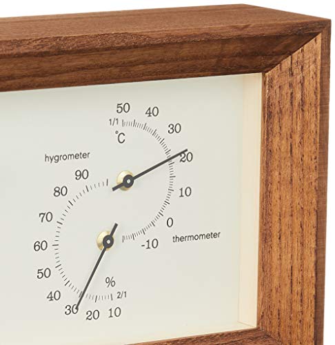Lemnos Wall-Mounted Analog Thermo-Hygrometer with Frame, Brown, LC13-14 BW