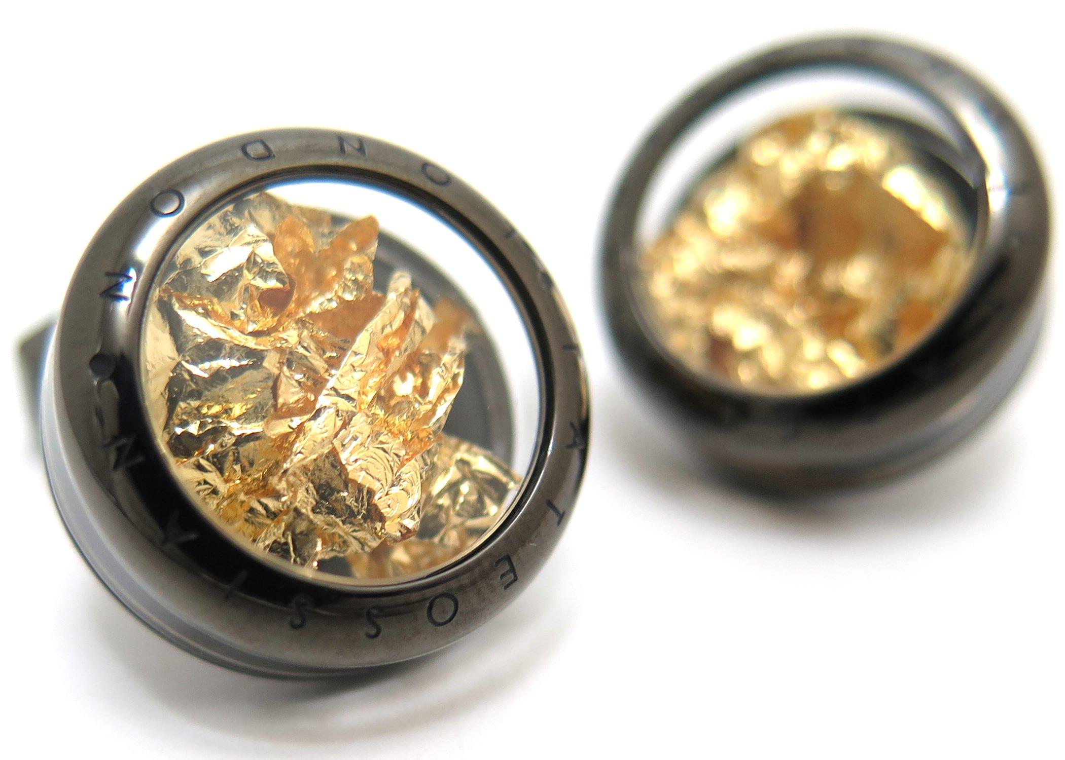 

TATEOSSIAN Unique Panorama Precious Leaf Cuffs Gold (Gunmetal & 0.006g) (Cufflinks)