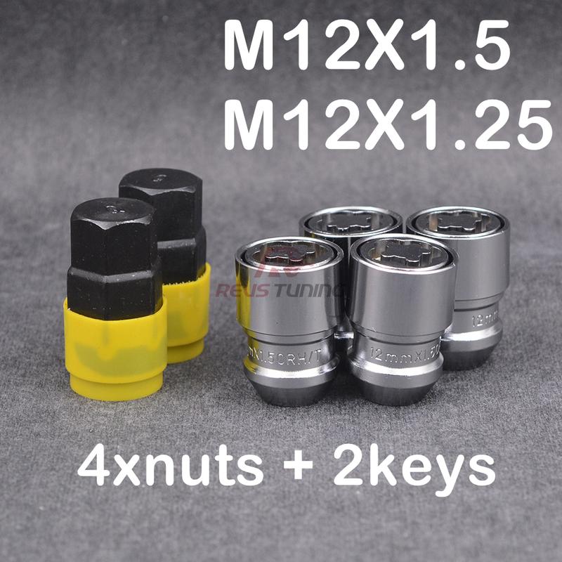 36mm M12x1.5 M12x1.25 Security Anti Theft Steel Special Key Car Locking Wheel Lug Nuts Lock Nut M12x1.25