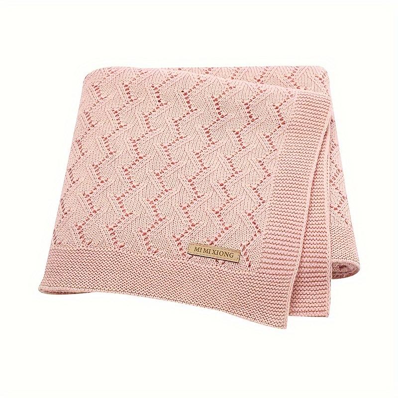 

Youngsters Knitted Blanket Cotton Solid Color Coverlet Air Conditioner Blanket Throw Blanket Knitted Youngsters Blanket for Home рожевий