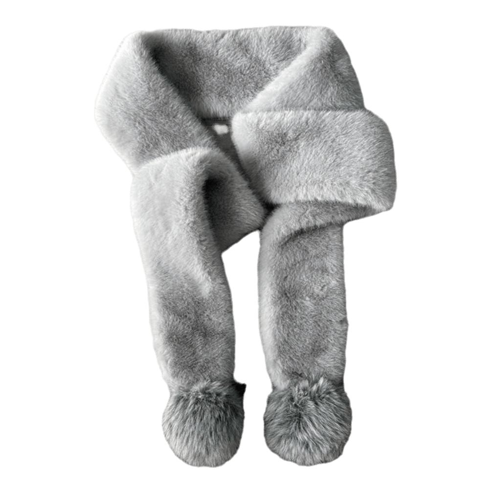 Soft Plush Pom Pom Scarf Faux Fur Neck Warmer New Plush Scarf Women