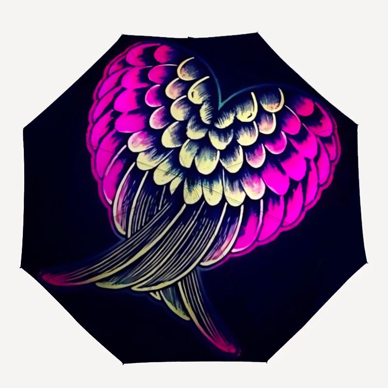 1 шт. Зонт-автомат «Крылья Сердца», компактный складной зонт, всесезонный портативный зонт для женщин/мужчин F1124336