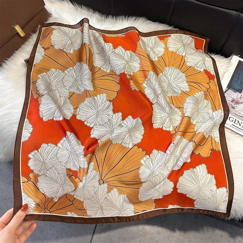70x70cm Lightweight Silk-Look Square Scarf Women French Chic Hair Band Office Accessory Viscose 96%