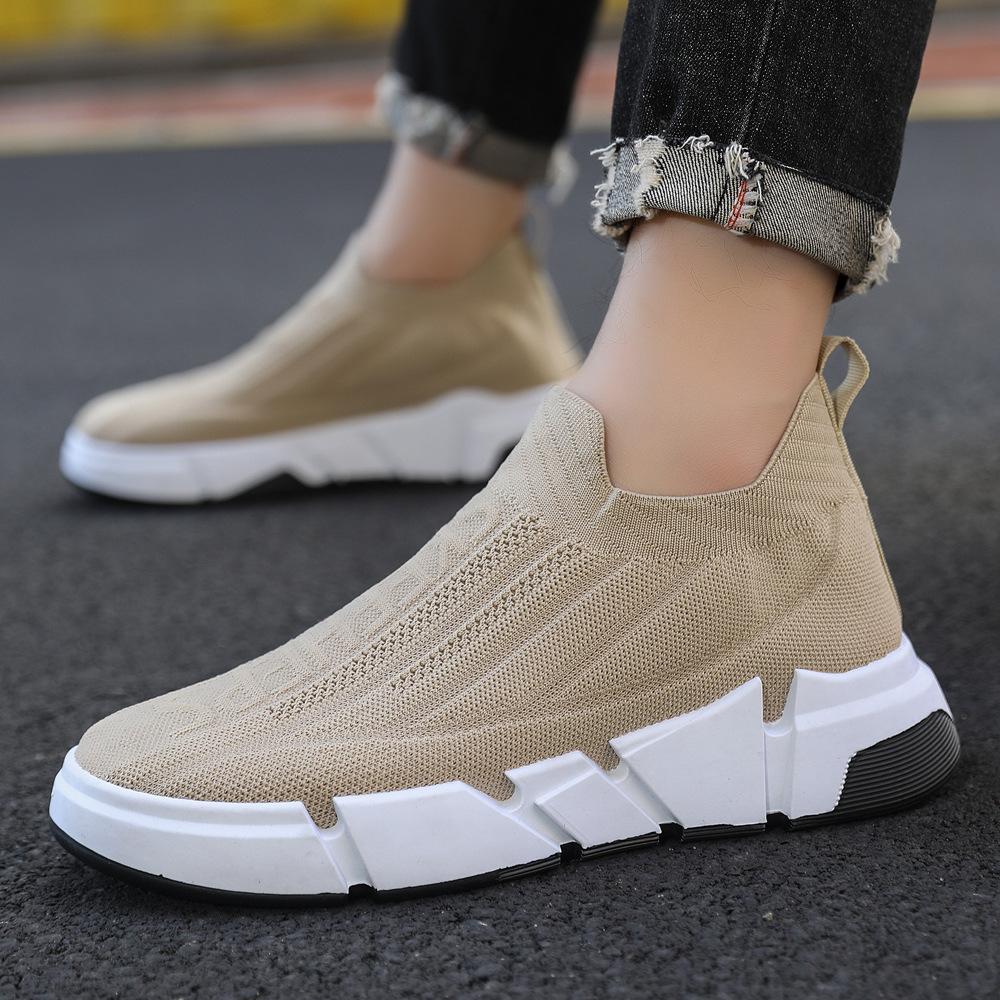 Fliegende gewebte atmungsaktive dicksohlige Socken Mund Sportschuhe ein Pedal modische Low-Top Herren Freizeitschuhe