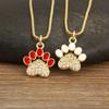 Nidin Fashion Cute Cat Paw Shape Charm Pendant Necklace For Women Female Love Heart Full Shine Zircon DIY Jewelry Accessories