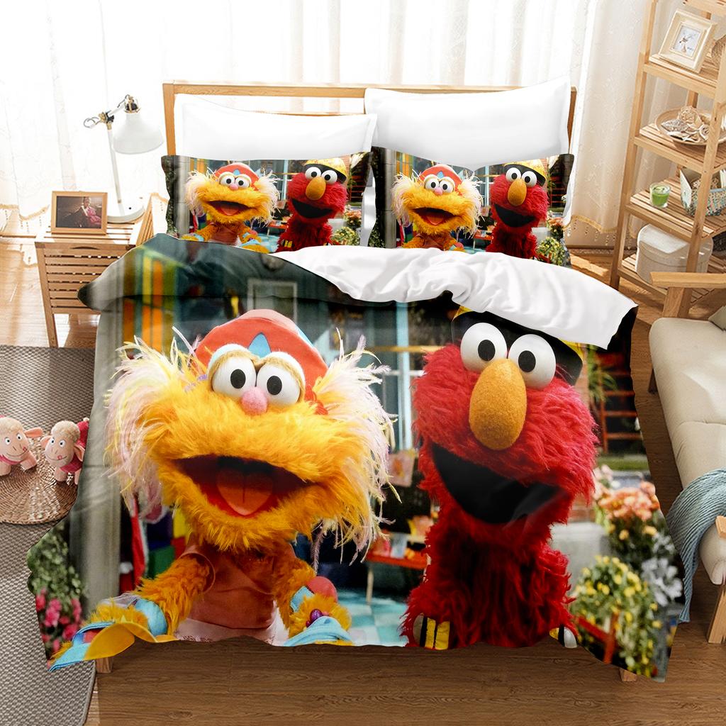 Sesamstraat Anime Home Slaapkamer Comfortabel Scandinavisch polyester materiaal geschikt voor kinderen en volwassenen 3-delige set