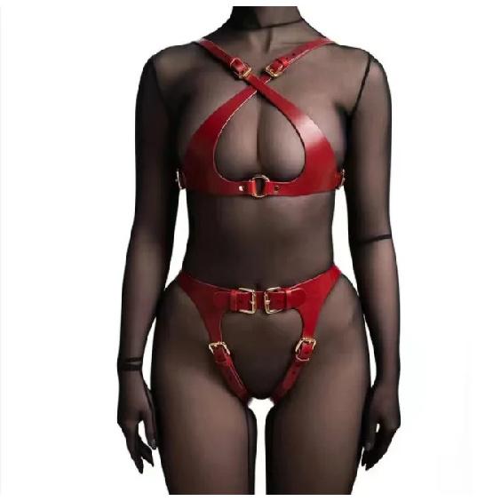 Sexy Kožený Postroj na celé tělo Bdsm Bondage Lingerie Podvazkový pás Kožená Lingerie Goth Fetišové oblečení Festival Rave Outfit