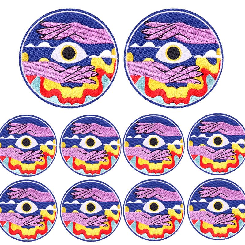 

10 шт. / Лот Разноцветные Глаза Кот Гриб Вышитые Нашивки Сделай сам Пришивные Термоадгезивные Нашивки для Одежды Наклейки