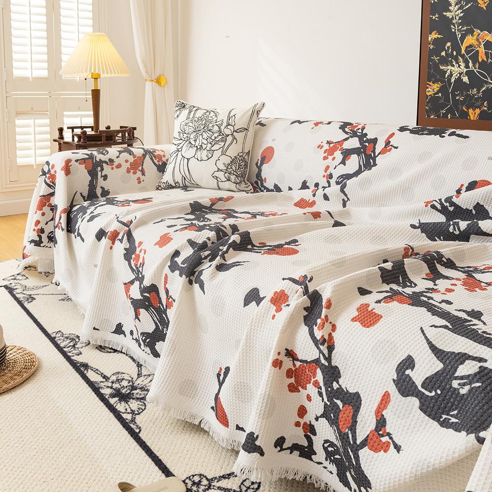 Китайский чехол для дивана с изображением цветущего дерева сливы — фото 5