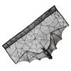 Spooky Black Lace Spiders Webs Mantel Scarf with Bat Lace Oven Cloth for Halloween Party Decoration