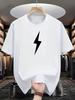 A Round-Neck Short-Sleeve T-Shirt Featuring A  Graphic On The Front. Lightning Often Symbolizes Speed, Strength, And Passion, And The Overall Design I