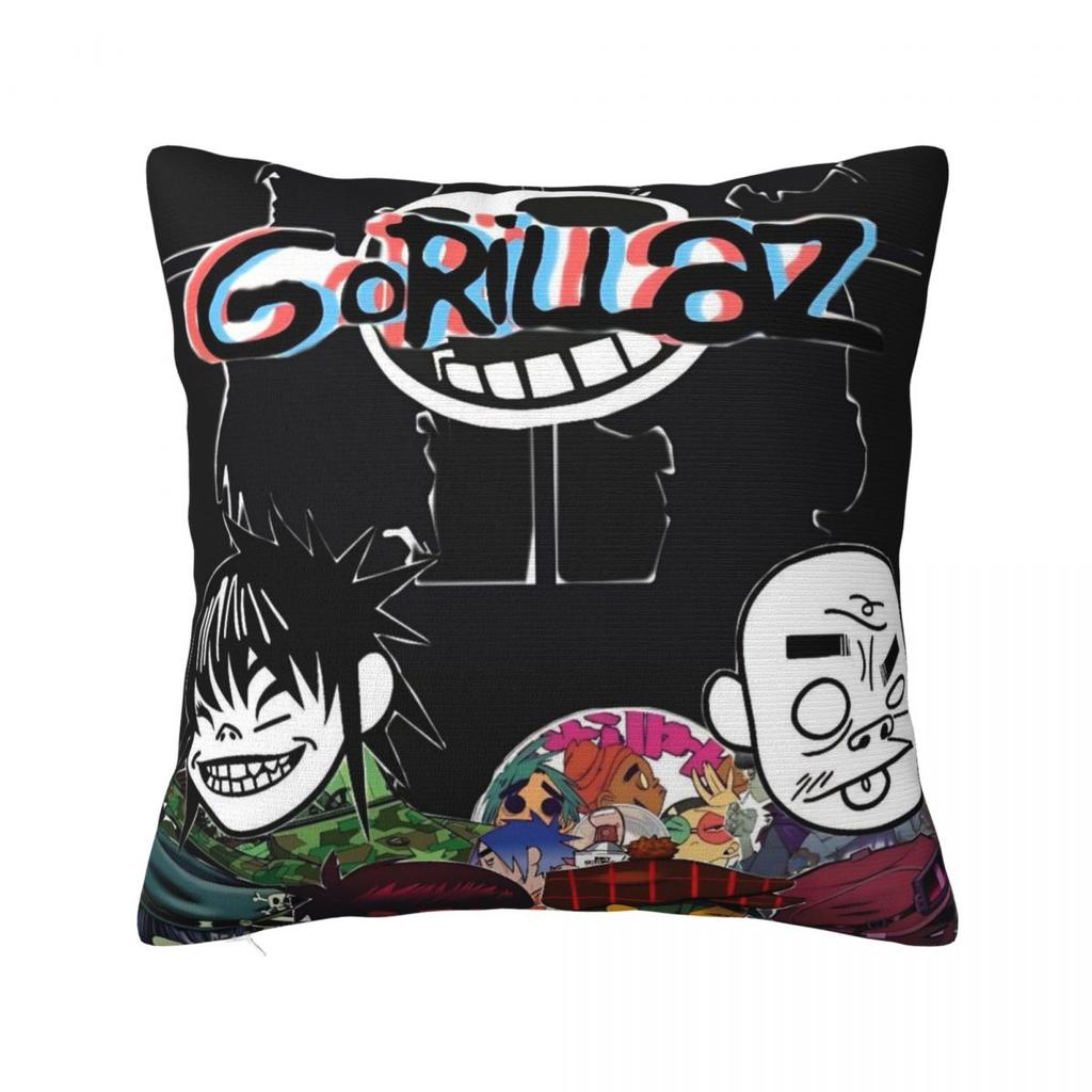 Music Band Gorillaz Punk Rock Pillow Cover Square Pillow Case Cushion Cover Vintage Pattern Pillowcases For Living Room Chair
