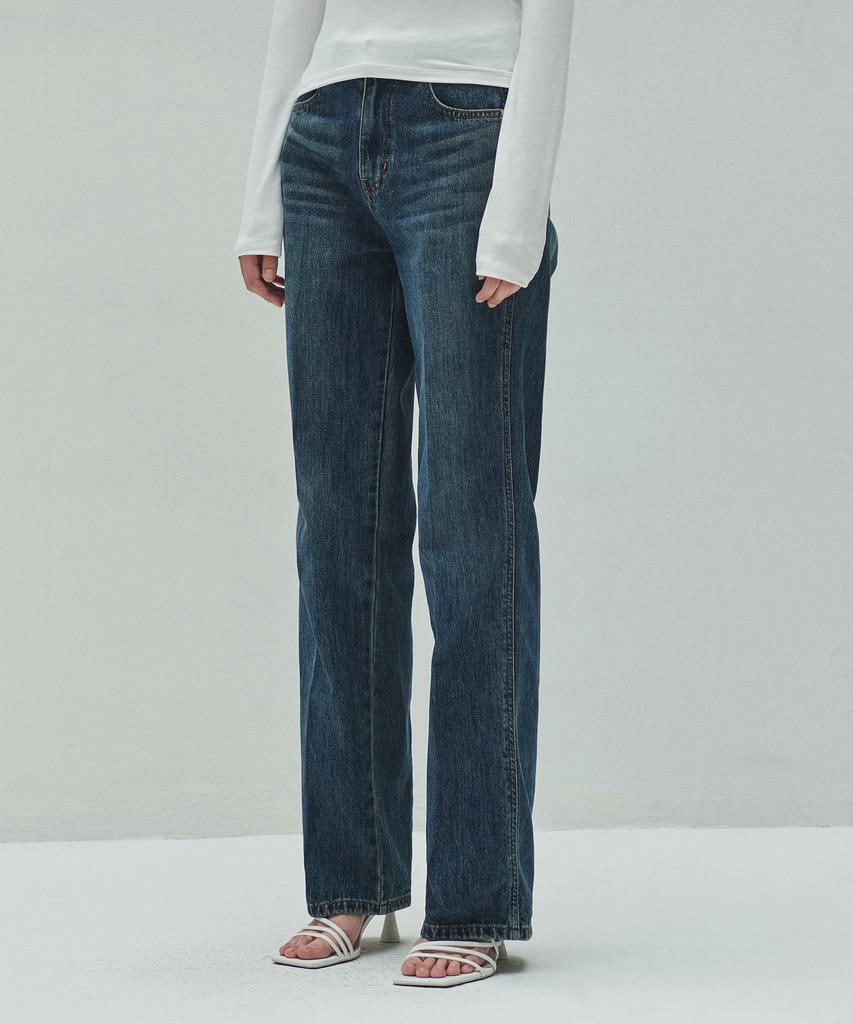 Daiaegeuneol Basic Line Denim Pants (Dark Blue)