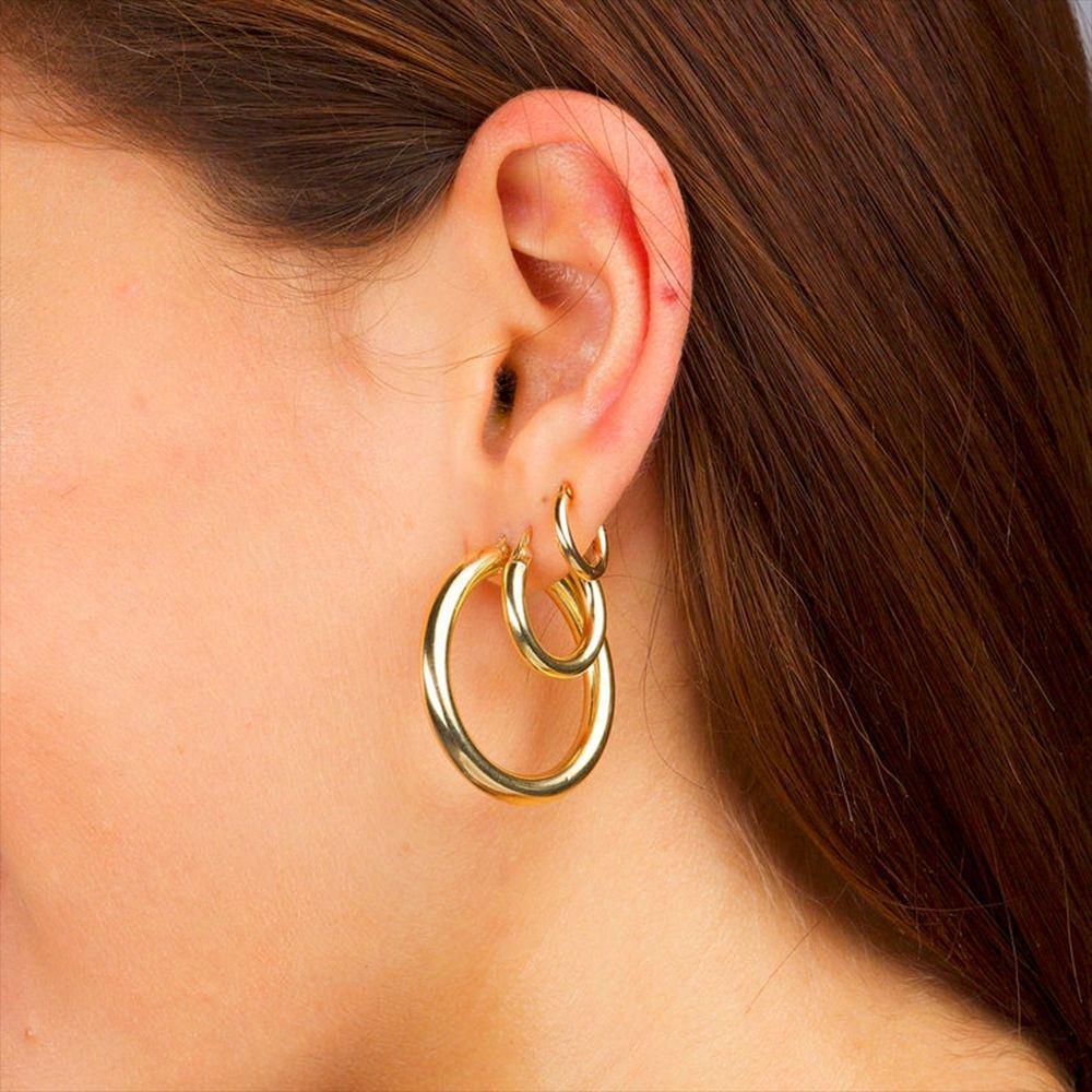 

St. Delan Round Stainless Steel Earrings for Women - Trendy, Hollow, Simple Design