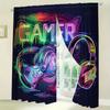 Gamer Blackout Curtains 2pcs Vibrant Gamer-Themed Blackout Curtains | Polyester, Semi-Transparent, Machine Washable - Modern