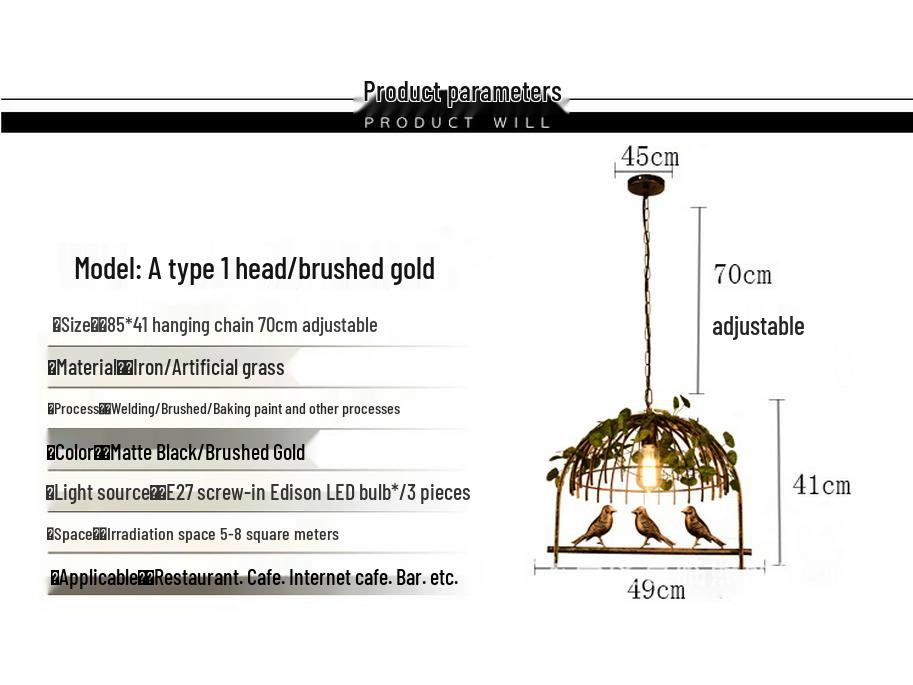 Retro Industrial Floral Birdcage Pendant Light for Cafe, Bar, Tea Shop, Clothing Store, or Restaurant