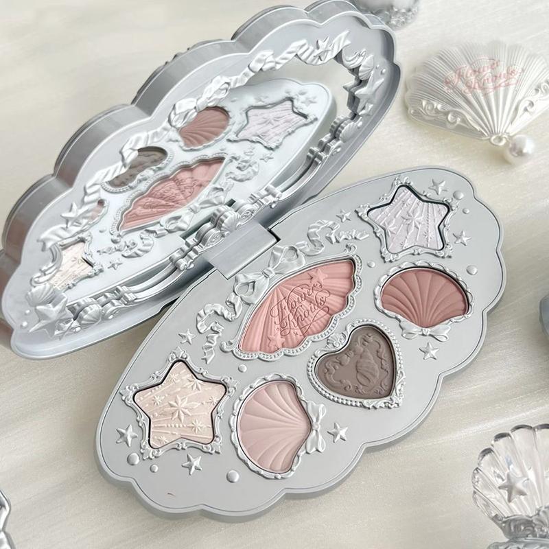 Flower Knows Collezione Perla di Conchiglia Palette Ombretti Sei Colori Perla Opaca Trucco Occhi Metallico Ad Alto Pigmento A Lunga Tenuta