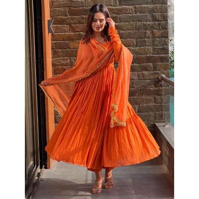 Dámský Anarkali Kurti Kalhoty Dupatta Set Indické Svatby Etnický Kurta Set Šaty VRX-2104