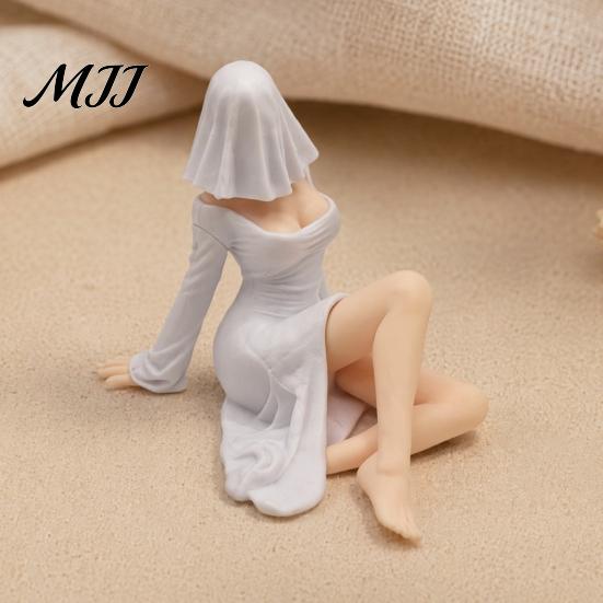 Decorative Seated Figurine Ghost Girl Hooded Sculpture, Ethereal Mysterious Statue, Gothic Whimsical Garden Ornament Queen Character Robe for