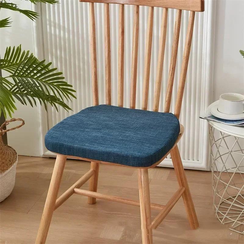 Linen Memory Foam Cushion Removable and Washable Student Living Room Chair Stool Cushion Breathable Seat Cushion