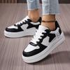 Fashion Fashion Sneakers Autumn New Round Toe Deep Mouth Front Lace-up Colorblock Platform Flat Single Shoes