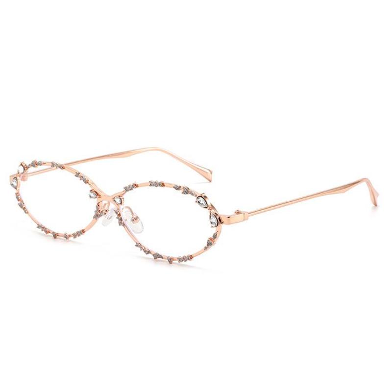 

1PC oval punk diamond glasses men s and women s luxury fashion trend rhinestone anti-blue glasses Korean version of street style glasses