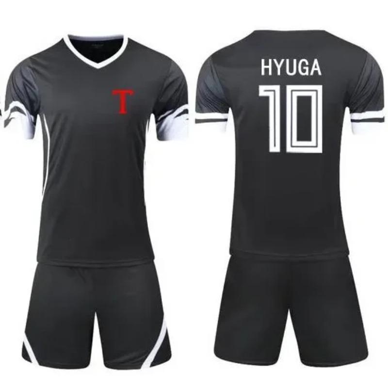 Captain Tsubasa Lenders Football Jersey Set Club 3D Print Sports Quick-Dry Breathable V-neck T-Shirt Shorts Set Outdoor Pants Set Summer S
