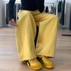 High Street Yellow Wide-Leg Jeans for Women - Trendy, Loose Straight Fit