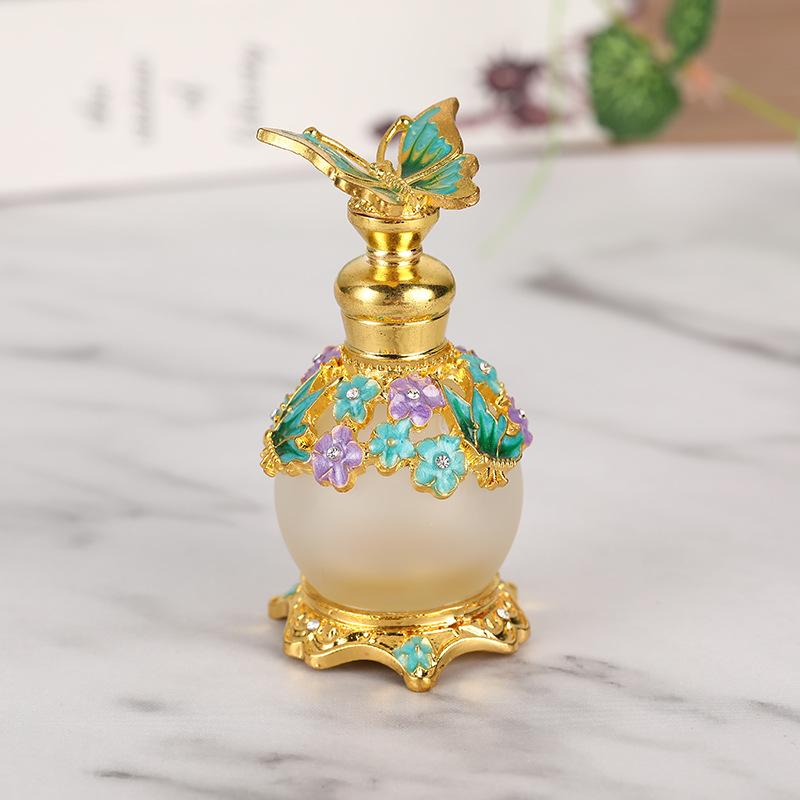 Vintage Perfume Bottle Empty, 15ML Butterfly Essential Oils Dropper Bottle Refillable Empty Container Decorative Glass Bottle