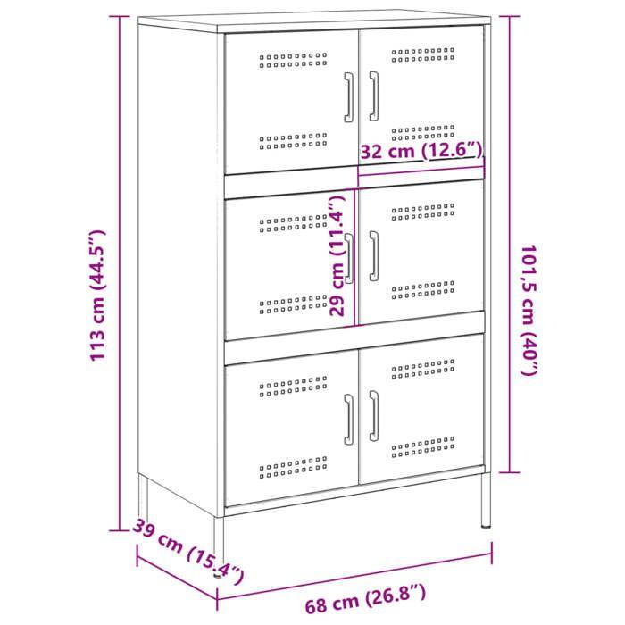 VidaXL Highboard White 68x39x113 Cm Steel, Buffet, Cupboard, Sideboard, Cabinet, Storage Cabinet, Cabinet 842963