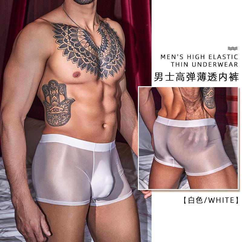 Mens Sexy Underwear Ultra Thin Breathable Boxer Briefs Shorts U Convex Pouch Underpants Intimate Erotic Hombre Male Lingerie
