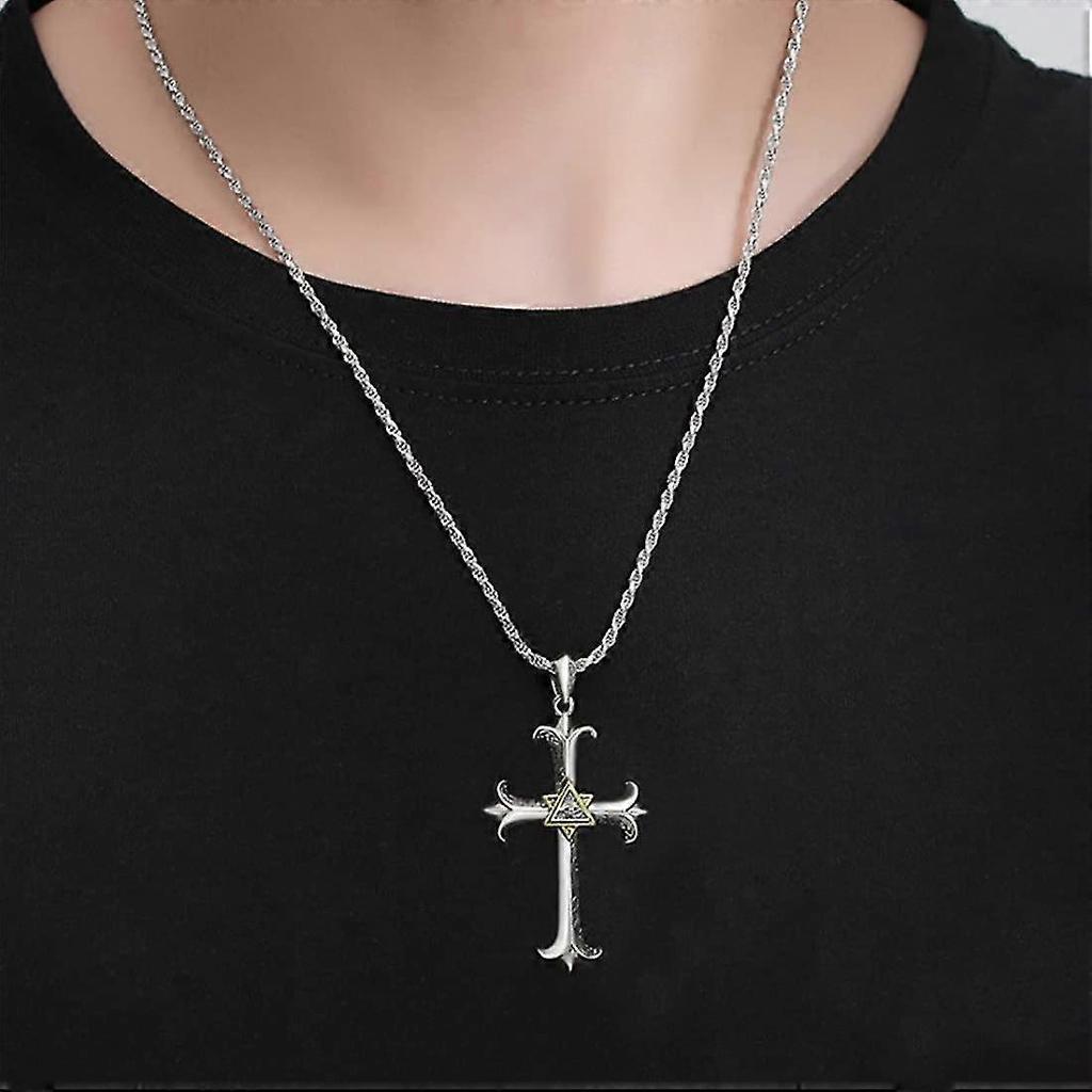 1 pcs Men's Cross Pendant Necklace Gift Vintage Necklace - DD0