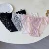 Bow Satin Silk Briefs Transparent Lace Mesh Briefs Thin Women Underwear  Gifts