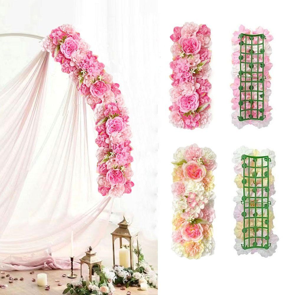 Artificial Rose Flower Panel Arc Baby Shower Decoration Wedding Wall Background Decor Table Arrangement Flower Row