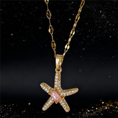 Cute Female Star Pendant Necklace Vintage Silver Color Wedding For Women