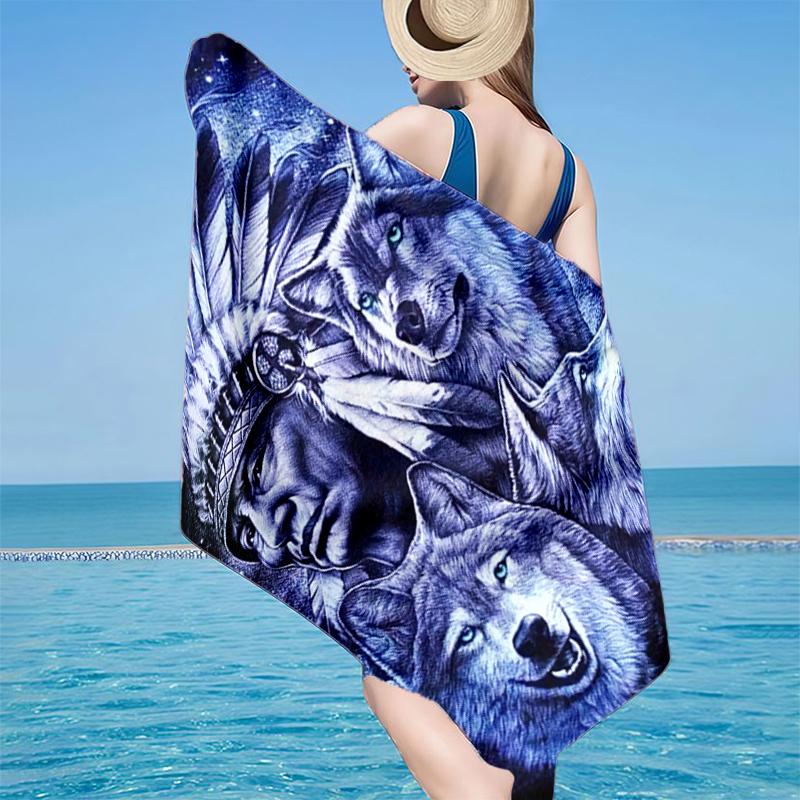 Wolf Pack Majesty Beach Towel, Super Soft Microfiber, Gift for Her/Him, Birthday, for Pool, Beach, Travel, Home Decor Fan gifts