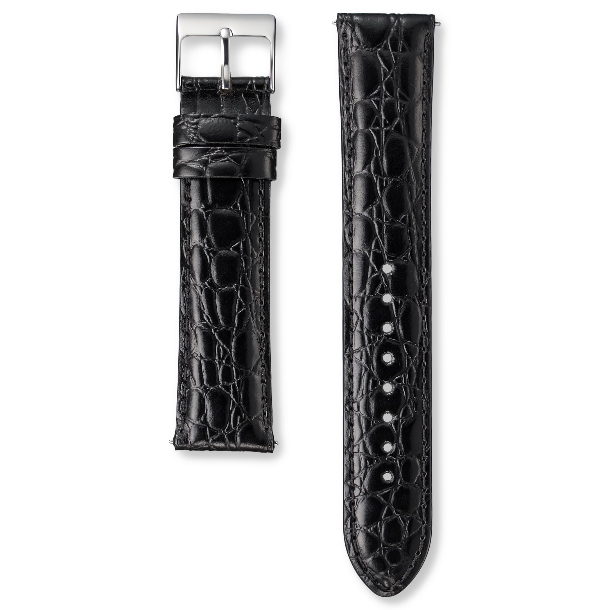 

Seiko Watch Replacement Genuine Cowhide Crocodile Pattern Glazed Lug Width Buckle Width Smart Change [Seiko Watch] Band, Part, Leather, Embossed, чорний