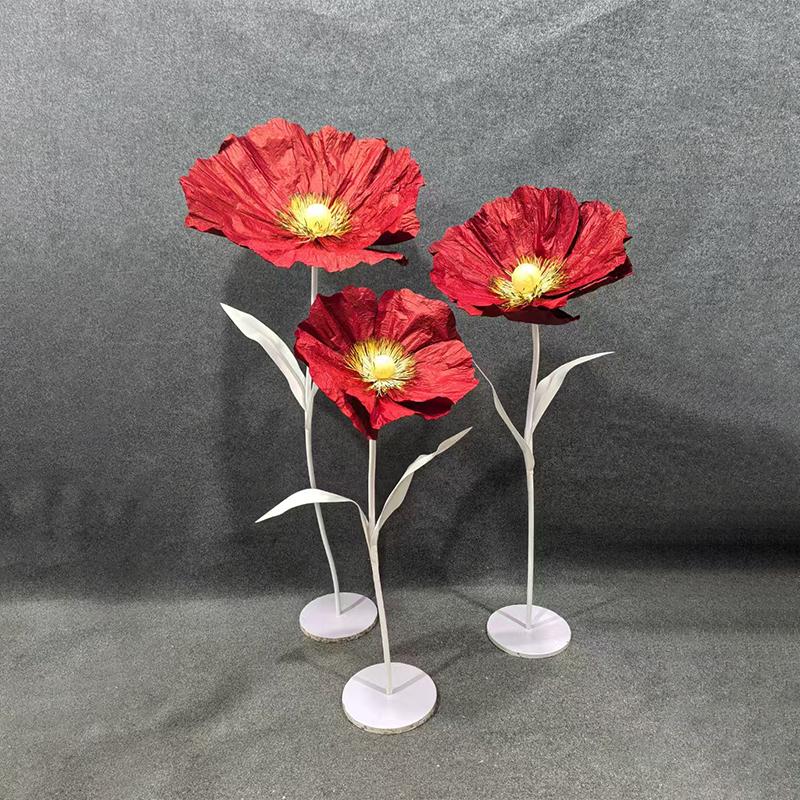 Giant Handmade Poppy Aisle Flowers for Wedding Background Decoration