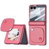 Trendy Dopamine Skin Feel PC Phone Case with Makeup Mirror for Samsung Galaxy Z Flip 7 Magnetic Hinge Glass Screen Protect Cover