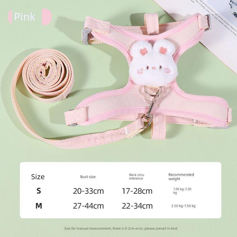 

Кошачья веревка-поводок, устойчивая к разрыву, кошачий поводок-цепь, нагрудный ремень, кошачья тяговая веревка, товары для питомцев S (1.50 kg-3.00 kg Pink Anti-off Rabbit 1.2 m