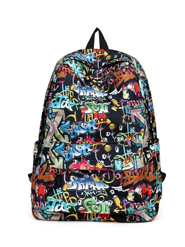 Ghiozdane Personalizate Graffiti Rucsac pentru Elevi de Gimnaziu și Liceu Unisex Murdar Capacitate Mare Geantă Școlară Trendy